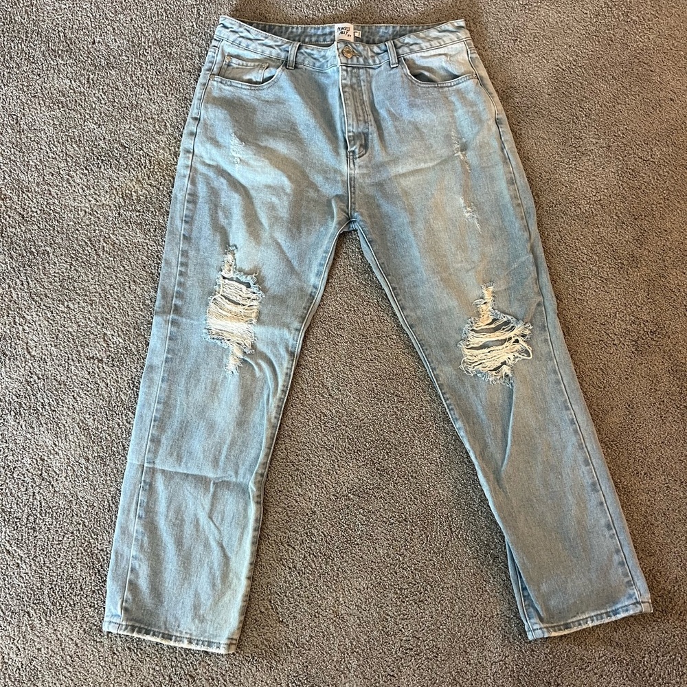 Princess Polly Light Blue Distressed Relaxed Jeans